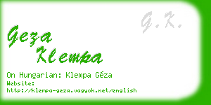 geza klempa business card