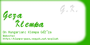 geza klempa business card